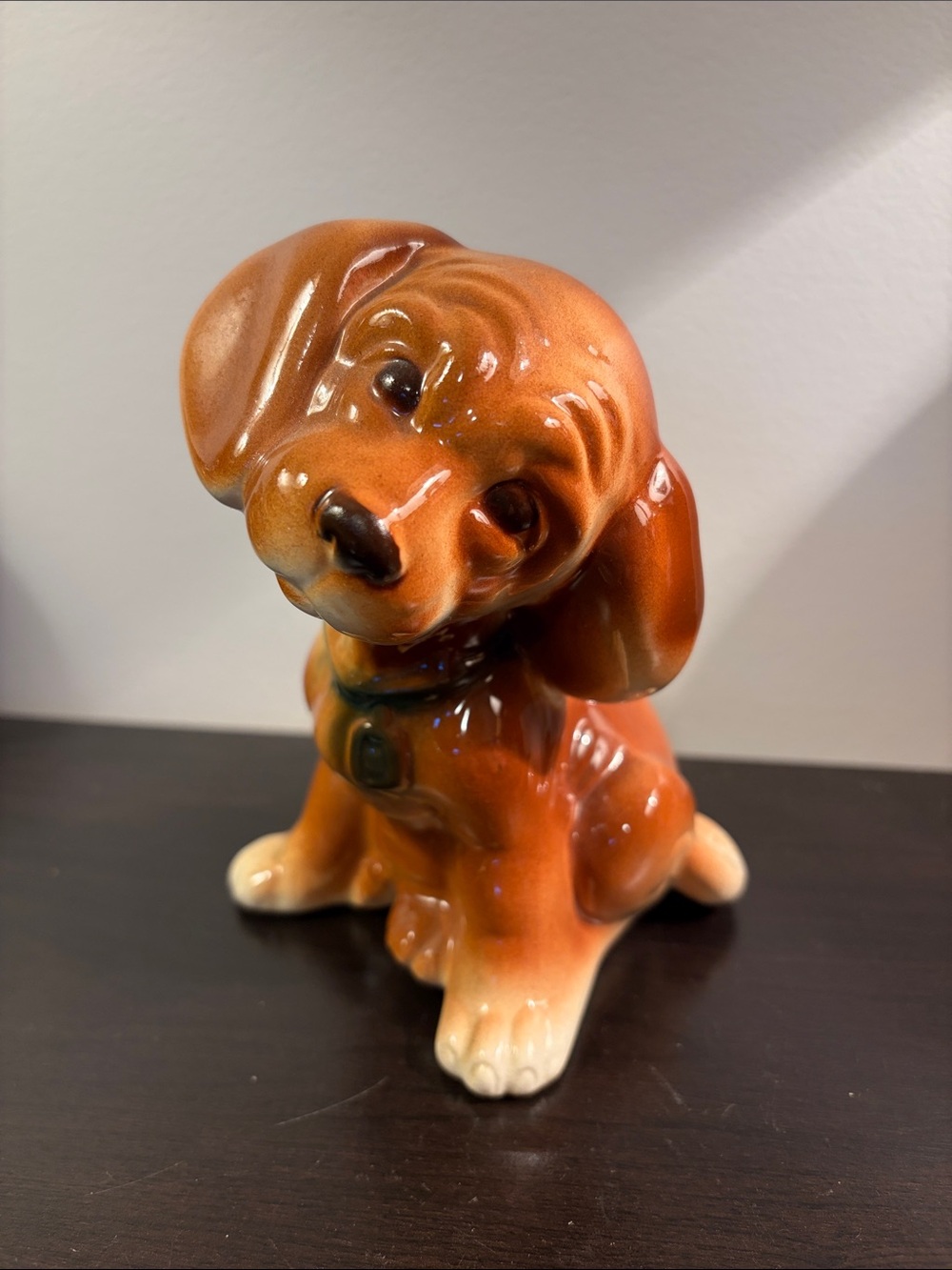 Vintage Brown Ceramic Dog Figurine - Decorative Pet Statue